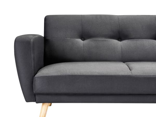 Bäddsoffa Svart Tyg Stoppad 2-sits Träben Modern Minimalistisk Vardagsrum