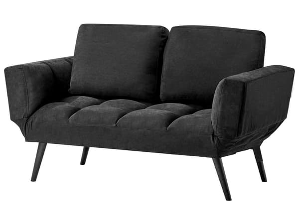 Bäddsoffa Svart 2-sits Justerbara Armstöd Minimalistisk