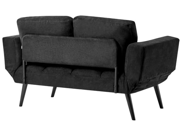 Bäddsoffa Svart 2-sits Justerbara Armstöd Minimalistisk