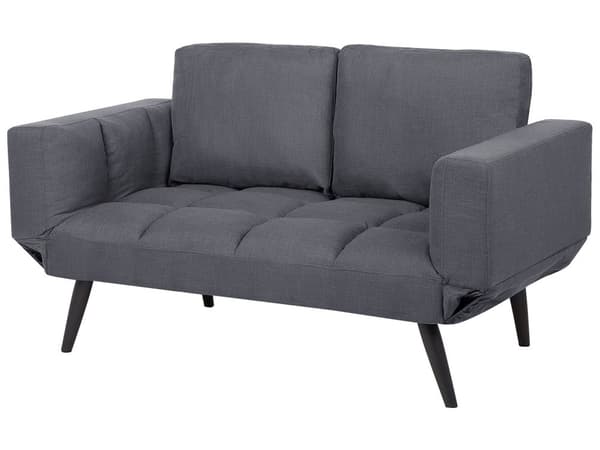 Bäddsoffa Mörkgrå 2-sits Justerbara armstöd Minimalistisk
