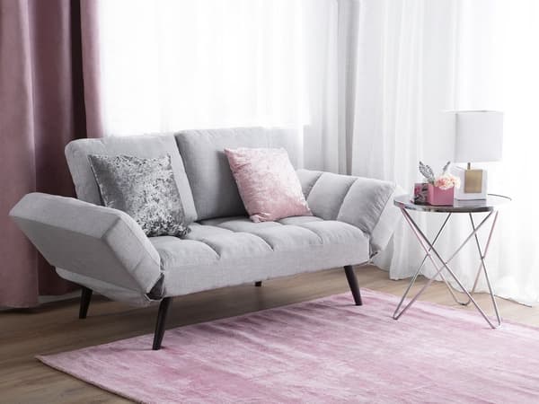Bäddsoffa Ljusgrå 2-sits Justerbara Armstöd Minimalistisk