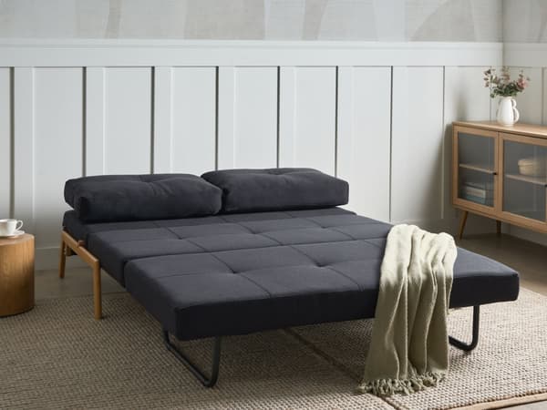 Bäddsoffa Svart 2-sits Kuddar Skandinavisk