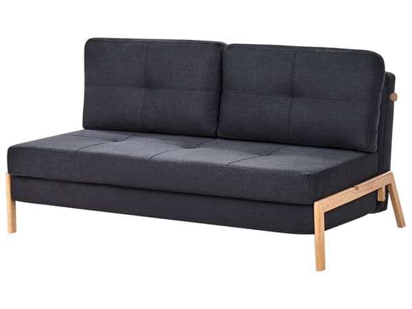 Bäddsoffa Svart 2-sits Kuddar Skandinavisk