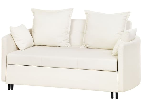 2-sits Bäddsoffa Beige Sovfunktion Profilerade Armstöd