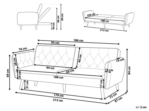 Bäddsoffa Mörkgrön Sammet Stoppad Konvertibel Soffa Modern Design Ryggstöd med Knappar