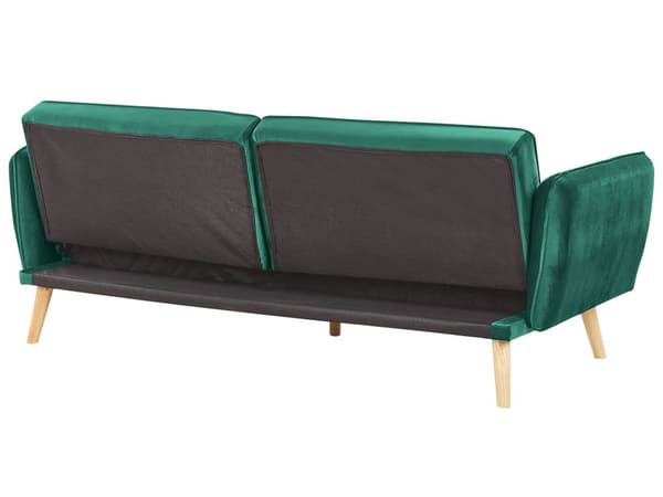 Bäddsoffa Mörkgrön Sammet Stoppad Konvertibel Soffa Modern Design Ryggstöd med Knappar