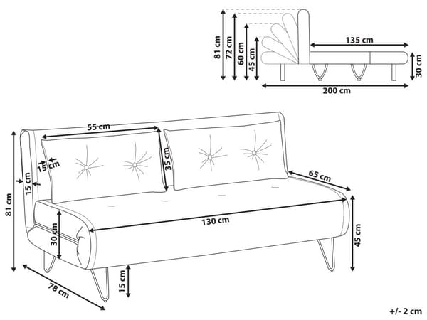2-sits Bäddsoffa Marinblå Sammet Armlös med 2 Kuddar Metall Guldben Glamour