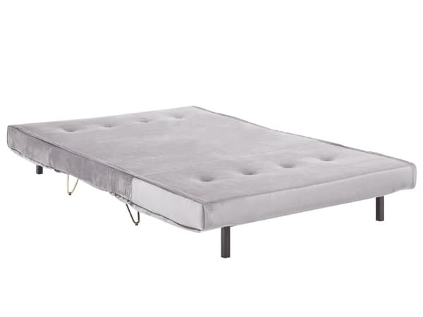 2-sits Bäddsoffa Grå Sammet Armlös med 2 Kuddar Metall Guldben Glamour