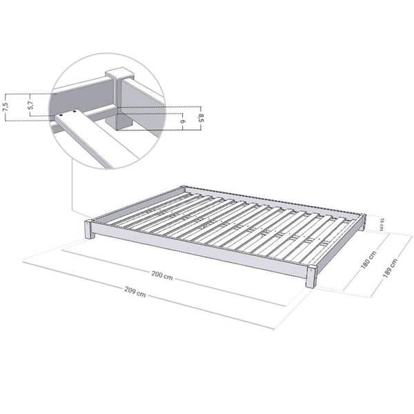 Dubbel säng TATAMI 180 x 200 naturlig och vit