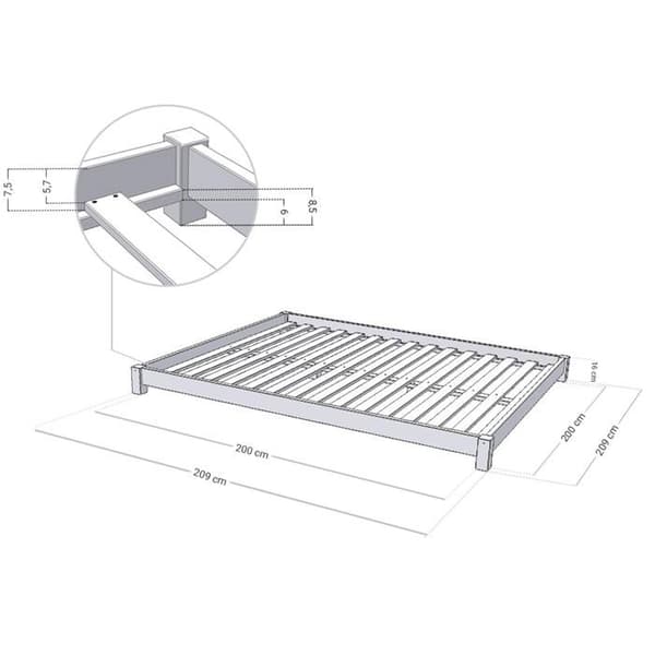 Dubbel säng TATAMI 200 x 200 lackad
