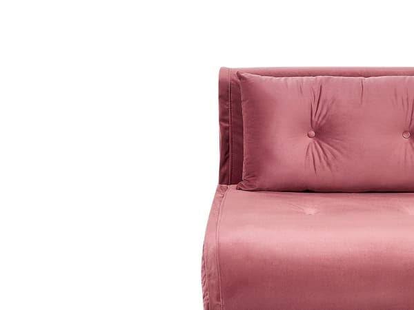 Bäddsoffa Rosa Sammet 2-sits Armlös med 2 Kuddar Metall Guldben Glamour Vardagsrum