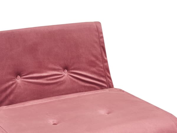 Bäddsoffa Rosa Sammet 2-sits Armlös med 2 Kuddar Metall Guldben Glamour Vardagsrum