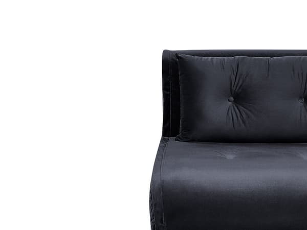 Bäddsoffa Svart Sammet 2-sits Armlös med 2 Kuddar Metall Guldben Glamour Vardagsrum
