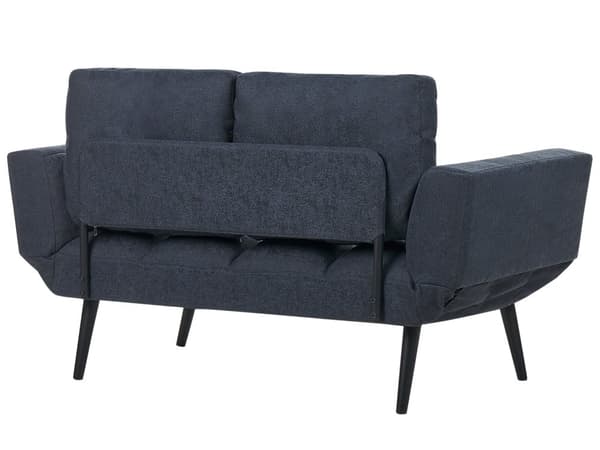 Bäddsoffa i tyg Mörkblå Loveseat Justerbara armstöd Vardagsrum Gästsäng Minimalistisk