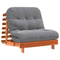 Miniatyrbild 2 av 2: Futonbäddsoffa med madrass vaxad brun 80x206x11 cm massiv furu