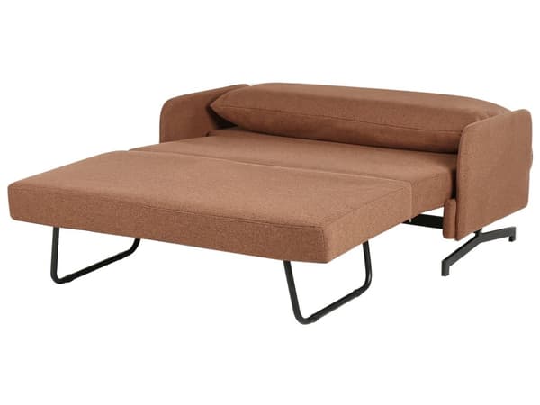 Bäddsoffa Röd Tyg Polyester Klädsel 2-sits Utdragbar Sovfunktion Modernt Vardagsrum