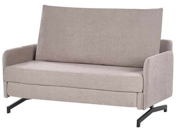 Bäddsoffa Taupe Tyg Polyester Klädsel 2-sits Utdragbar Sovfunktion Modernt Vardagsrum