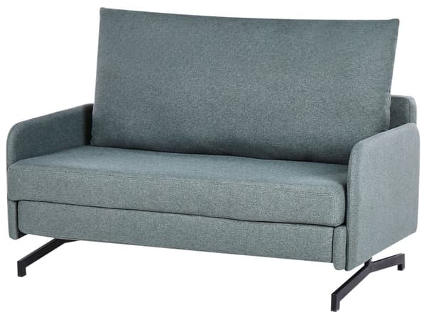 Bäddsoffa Grön Tyg Polyester Klädsel 2-sits Utdragbar Sovfunktion Modernt Vardagsrum