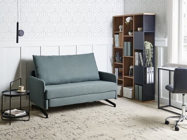 Bäddsoffa Grön Tyg Polyester Klädsel 2-sits Utdragbar Sovfunktion Modernt Vardagsrum
