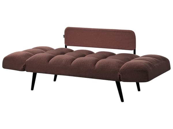 Bäddsoffa Brun Boucle Metallben 2-sits Soffa Sovfunktion Justerbara Armstöd Modern