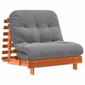 Miniatyrbild 2 av 2: Futonbäddsoffa med madrass vaxad brun 90x206x11 cm massiv furu
