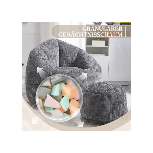 Futon Canapé Chaise Futon i högtrycksskum med komprimerad skumstoppning Futon med fotstöd (Grå)