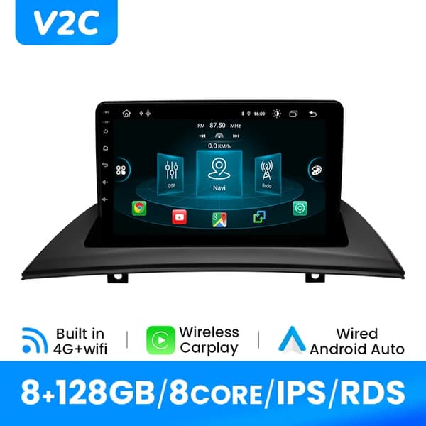 Carplay Multimedia-spelare, Trådlös anslutning, GPS-navigation, V2C (8GB 128GB)