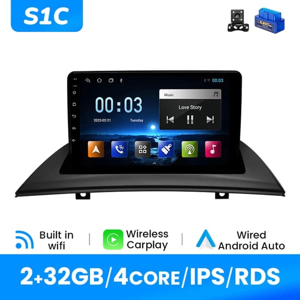 Carplay multimedieafspiller, trådløs forbindelse, GPS-navigation, S1C(2G 32G)OBD Cam