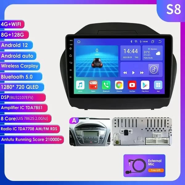 Carplay Android Auto, Multimedie Autoradio Afspiller, GPS 7862 Auto Intelligent System, S8 A
