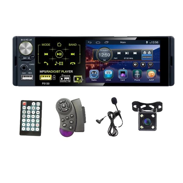 Auton autoradio, multimedia MP5-soitin, kosketusnäyttö, MIC ja 4 LED-kamera