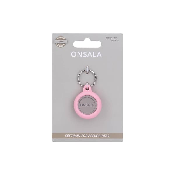 Airtag Hållare Silikon Rosa med Nyckelring