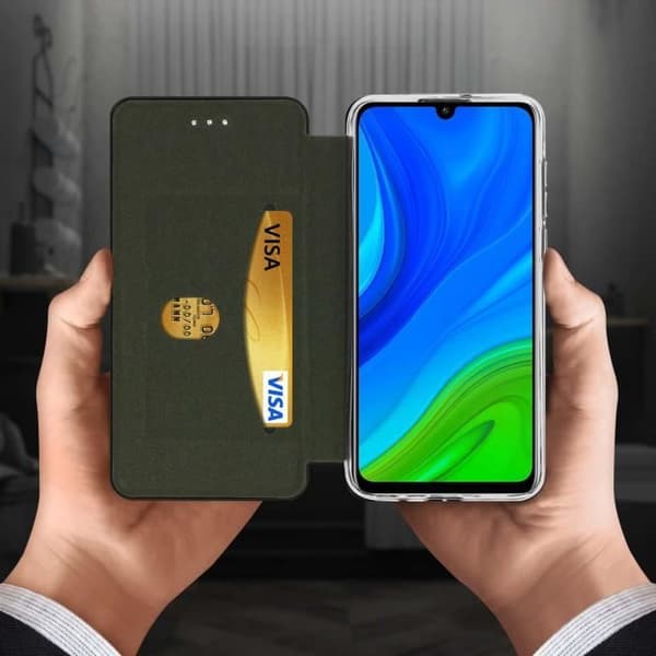 Fodral - Huawei - P smart 2020 - Läder av nötkött - Video stöd - Mörkblå