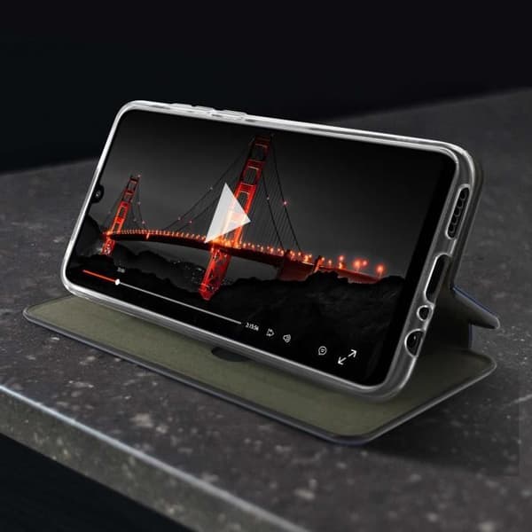 Fodral - Huawei - P smart 2020 - Läder av nötkött - Video stöd - Mörkblå