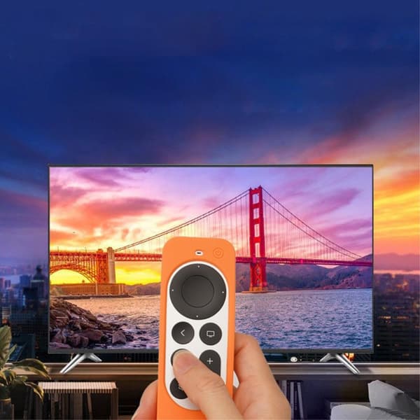 SKALO Apple TV 4K 2021 Kontroll Skal med AirTag Hållare - Svart