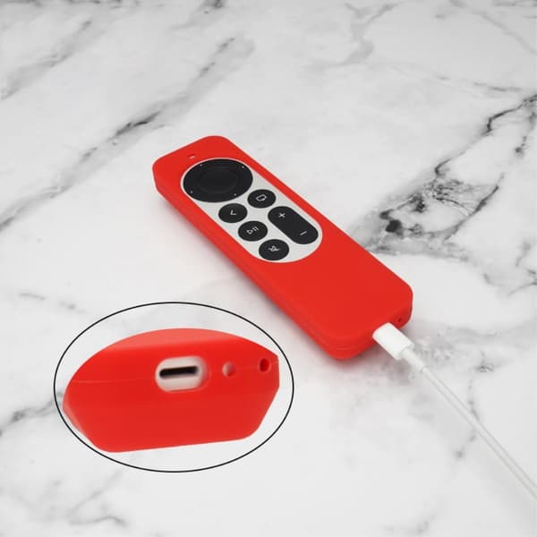 SKALO Apple TV 4K 2021 Kontroll Skal med AirTag Hållare - Svart