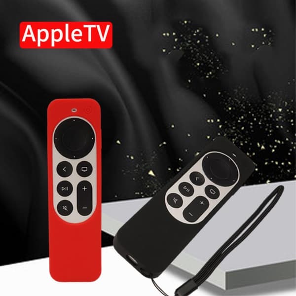 SKALO Apple TV 4K 2021 Kontroll Skal med AirTag Hållare - Svart
