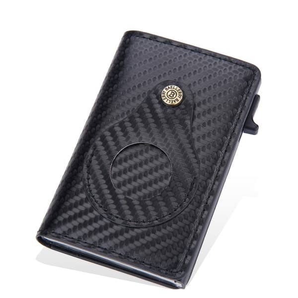 BAELLERY Carbon Fiber PU Läder Plånbok AirTag - Svart