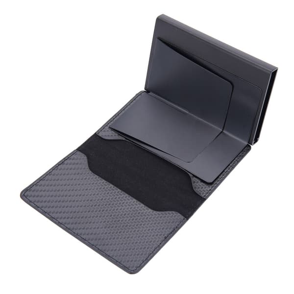 BAELLERY Carbon Fiber PU Läder Plånbok AirTag - Svart