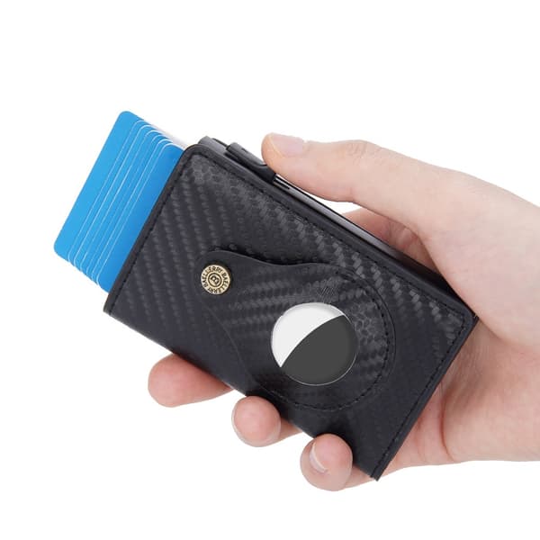 BAELLERY Carbon Fiber PU Läder Plånbok AirTag - Svart