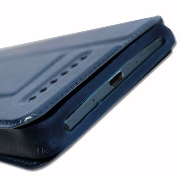 Archos Access 57 Extra Slim Blue Folio Case X 2 Windows i ekologiskt kvalitetsläder med magnetisk stängning och sömmar