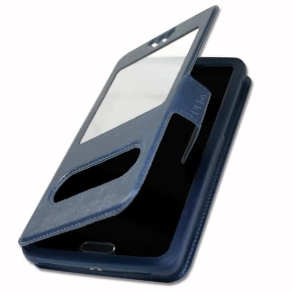 Archos Access 57 Extra Slim Blue Folio Case X 2 Windows i ekologiskt kvalitetsläder med magnetisk stängning och sömmar