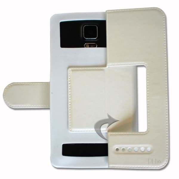 HTC U12 life Extra Slim White Folio Case Cover X 2 Windows i ekologiskt kvalitetsläder med magnetisk stängning och sömmar