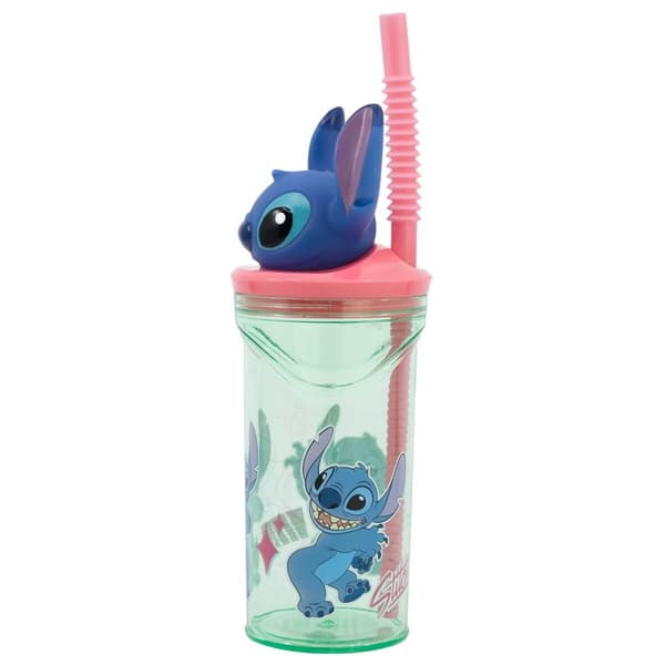Muggen med Sugrör Stitch Sweet Blå Lila PVC 360 ml 3D