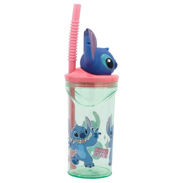 Muggen med Sugrör Stitch Sweet Blå Lila PVC 360 ml 3D