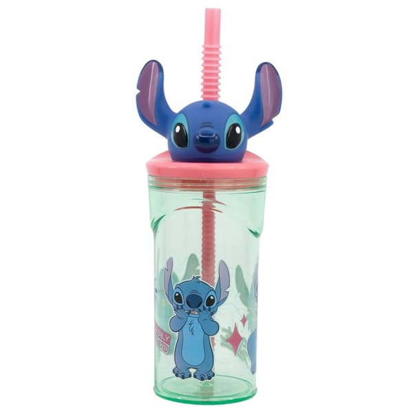 Muggen med Sugrör Stitch Sweet Blå Lila PVC 360 ml 3D