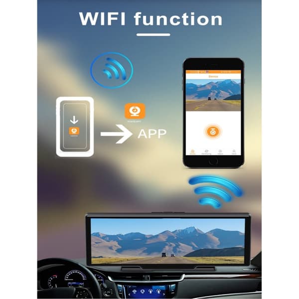 Dash Cam og Carplay Android Auto 10,26 tommer 4K 3840*2160P. GPS-navigation