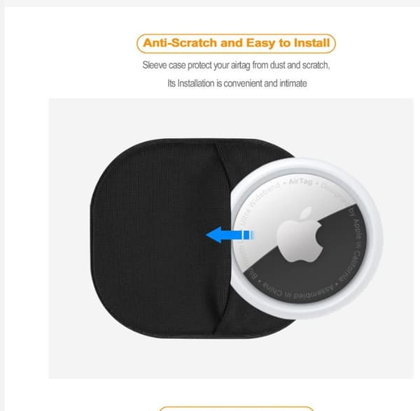 INF Tyylikäs Lycra-kangas suojakotelo Apple AirTagille Musta