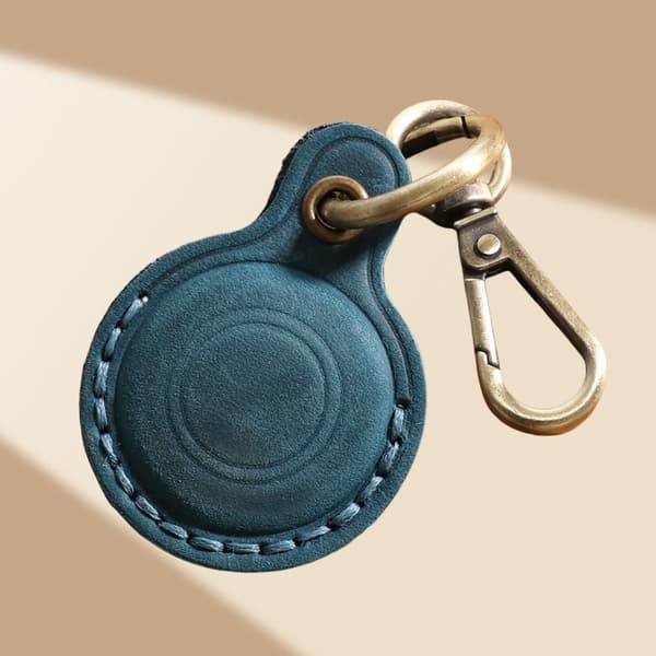 INF Premium-nahkakotelo Apple AirTagille Sininen