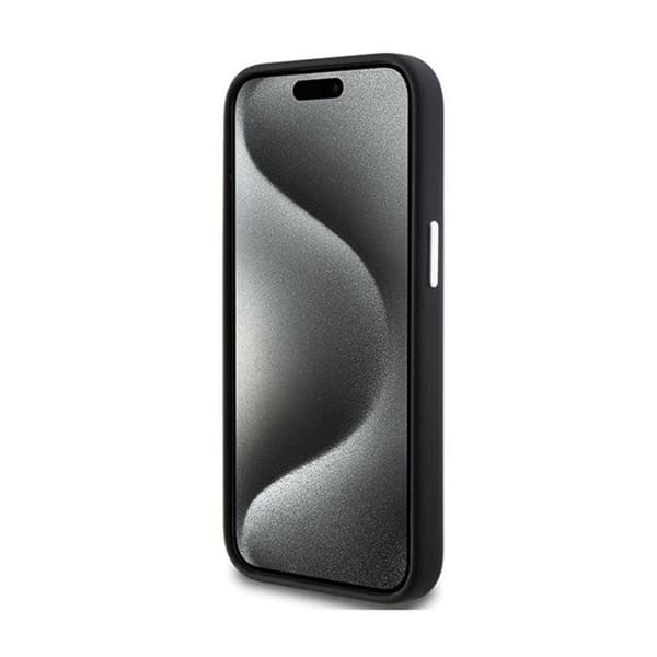 Coque MagSafe i silikonläder BMW Signature för iPhone 15 (svart)