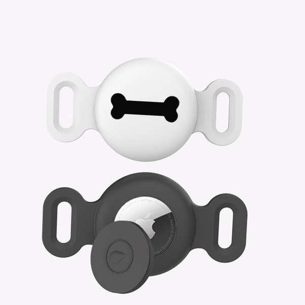 INF Beskyttende silikoneetui til Apple AirTag Pet Tracker Sort + Hvid S